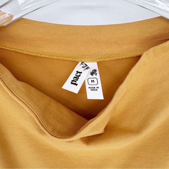 PACT | Organic Cotton Fit & Flare Mock Neck Midi Dress in Gold | Sz M - Picture 8 of 13